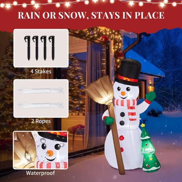 6.2FT Lighted Christmas Inflatable Decoration, Inflatable Snowman Holding Groom, Funny Blow Up Yard Decorations With Built-in LED Lights For Holiday Party Front Yard Lawn Garden Decor