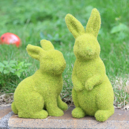 Flocking Artificial Plant Grass Animal Easter Rabbit Ornament