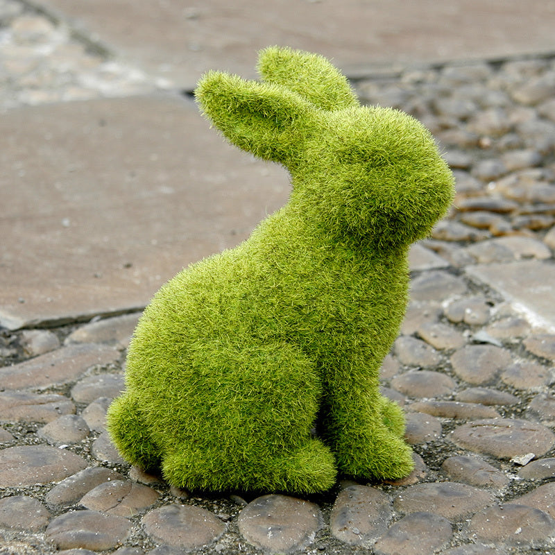 Flocking Artificial Plant Grass Animal Easter Rabbit Ornament
