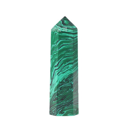 Natural Malachite Single Pointed Column Green Striped Crystal Hexagonal Prism Power Stone