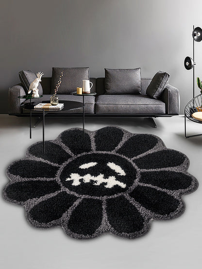 Polyester Halloween Ghost Face Flower Foot Mat Carpet