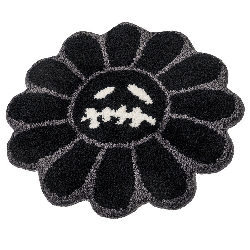 Polyester Halloween Ghost Face Flower Foot Mat Carpet