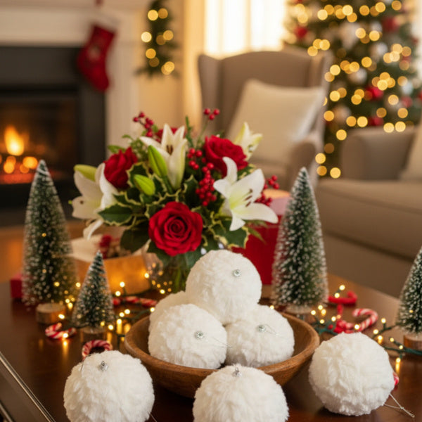 6PCS Set Christmas Ball Ornaments Cream Ruffle Hanging Decorations For Xmas Tree Holiday Home Decor FBA Shipment