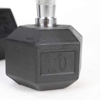 20LB 2 HDRS Rubber Coated Solid Cast Iron Dumbbells, Not Shipped On Weekends