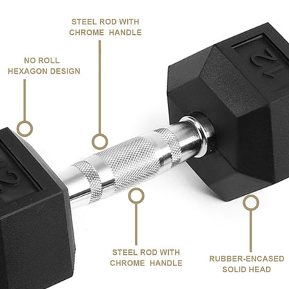 20LB 2 HDRS Rubber Coated Solid Cast Iron Dumbbells, Not Shipped On Weekends