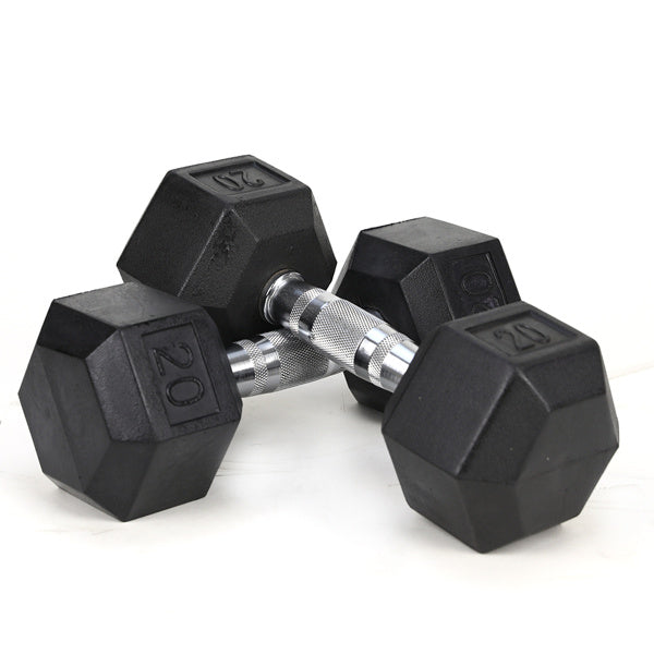 20LB 2 HDRS Rubber Coated Solid Cast Iron Dumbbells, Not Shipped On Weekends