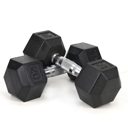 20LB 2 HDRS Rubber Coated Solid Cast Iron Dumbbells, Not Shipped On Weekends