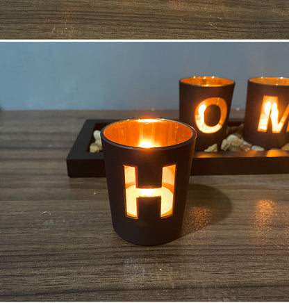 Creative Letters Set Candle Holder Glasses