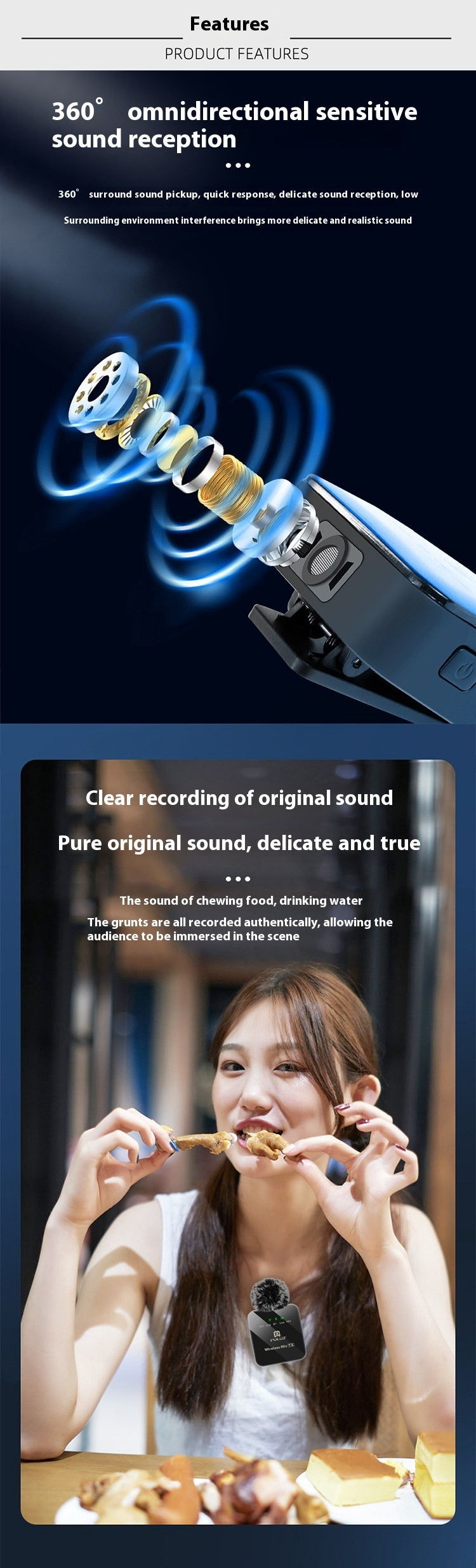 Wireless Neckline Clip Microphone Mouthpiece Outdoor