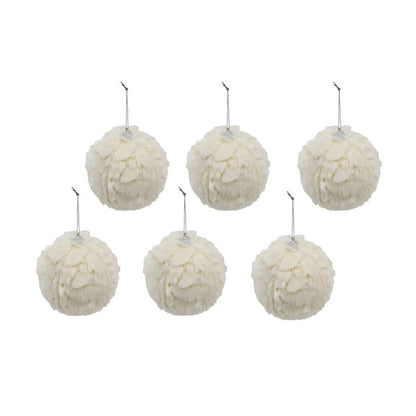 6PCS Set Christmas Ball Ornaments Cream Ruffle Hanging Decorations For Xmas Tree Holiday Home Decor FBA Shipment